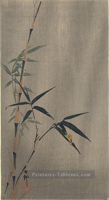 escargot sur la feuille de bambou Ohara KOSON Shin Hanga Peintures à l'huile